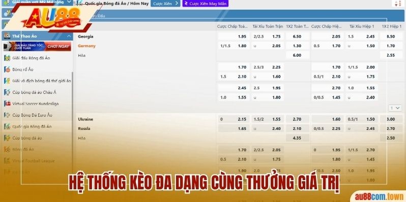 Hệ thống kèo đa dạng cùng thưởng giá trị trong bộ môn